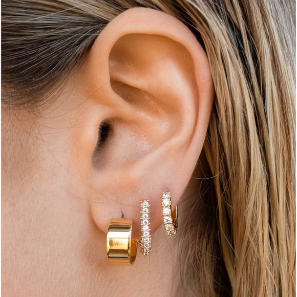 New! Luv Aj Gold -Tone Polished Huggie Hoop Earrings - Picture 3 of 7